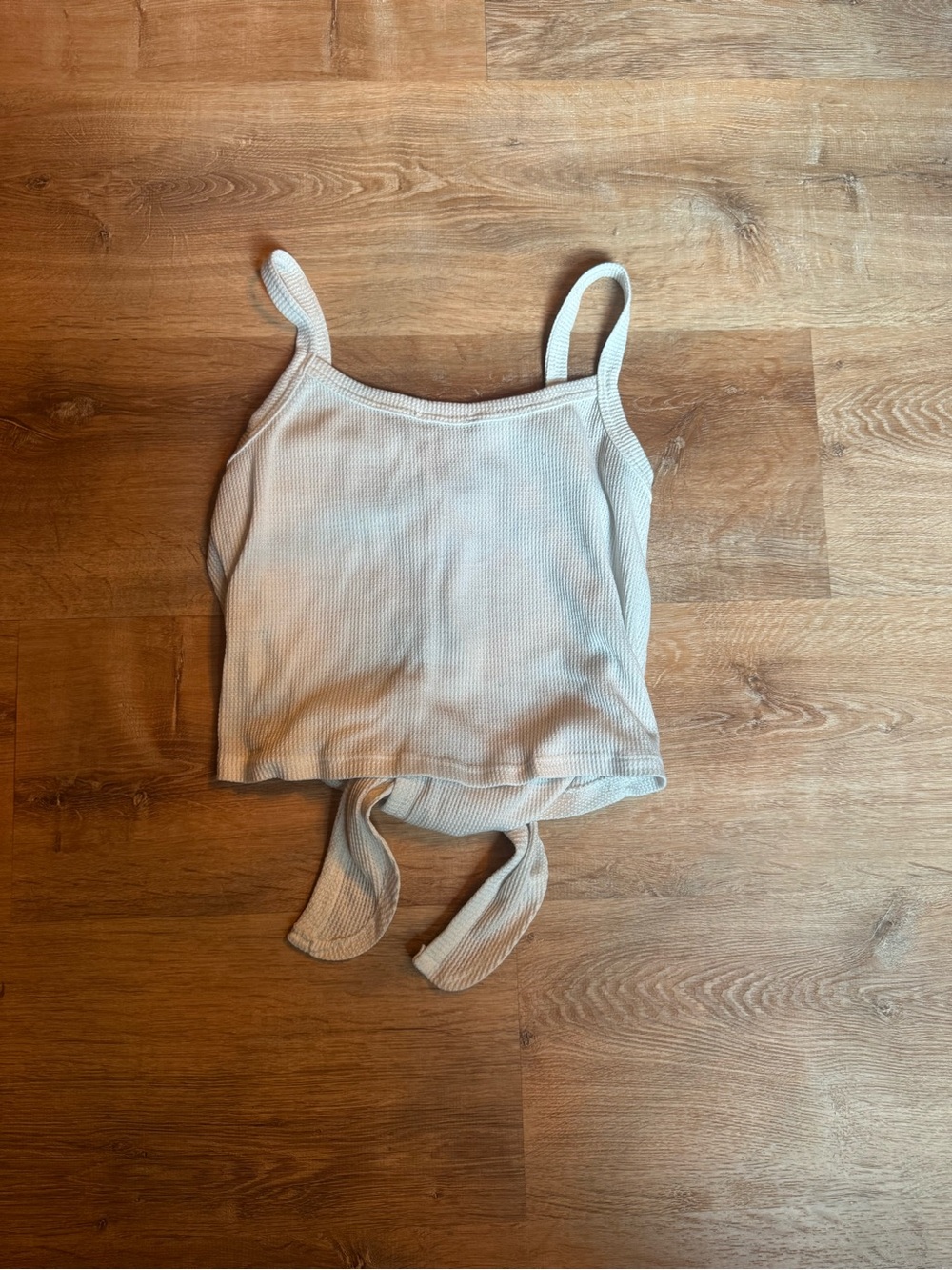 White Ribbed Button-Front Tie Cami - Picture 3 of 3